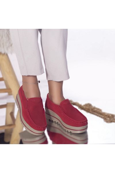 MODA STİL Khadye platform shoes, red suede, 39