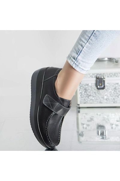 MODA STİL Riley platform shoes black genuine leather, 39