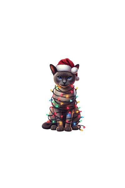 INOVATIX Set of 8 pieces, Sticker Christmas Tonkinese Cat, INOVATIX®. 6 cm