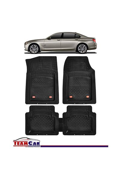 TEAMCAR Covorașe auto tip tavă compatibile cu BMW Seria 7 F01/F02 (2008–2015), negre, material durabil