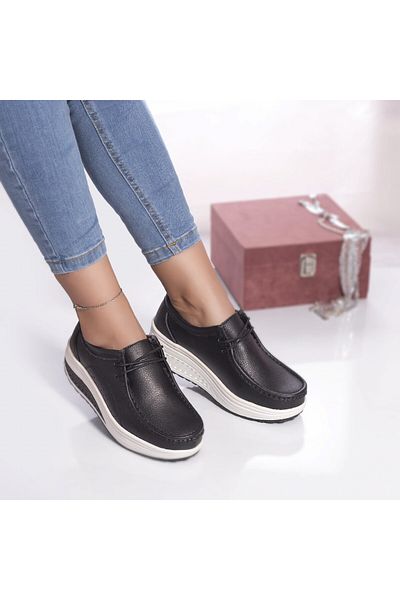 MODA STİL Oscar casual shoes, black genuine leather, 39