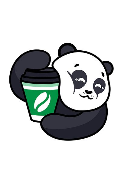 INOVATIX Set de 8 piese, autocolant panda bând cafea, INOVATIX®. 6 cm
