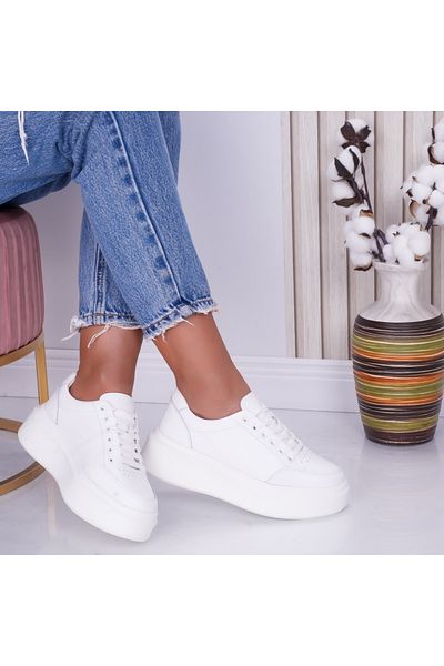 MODA STİL Women's casual white shoes made of natural leather Bria, 39