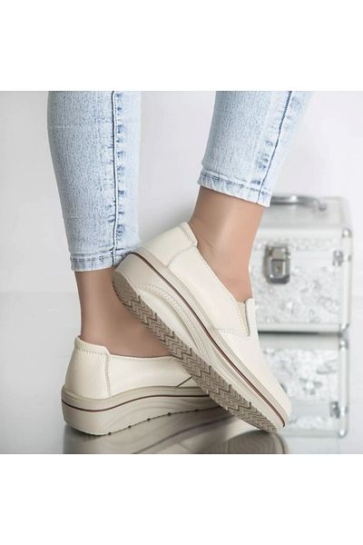 MODA STİL Platform shoes nataly beige genuine leather, 39