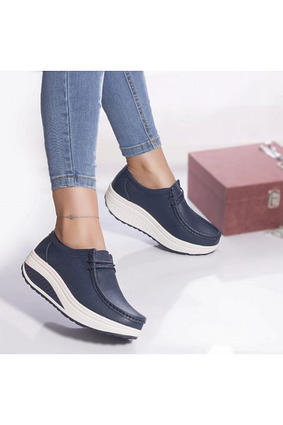 MODA STİL Oscara casual shoes made of natural leather Blue, 38