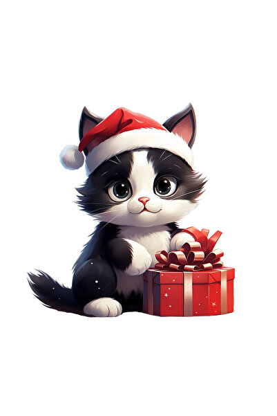 INOVATIX Σετ 8 τεμαχίων, Αυτοκόλλητη Γάτα με Χριστουγεννιάτικο Δώρο, INOVATIX...