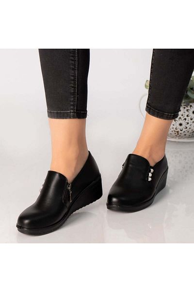 MODA STİL Women's black platform shoes, alka eco-leather, 38
