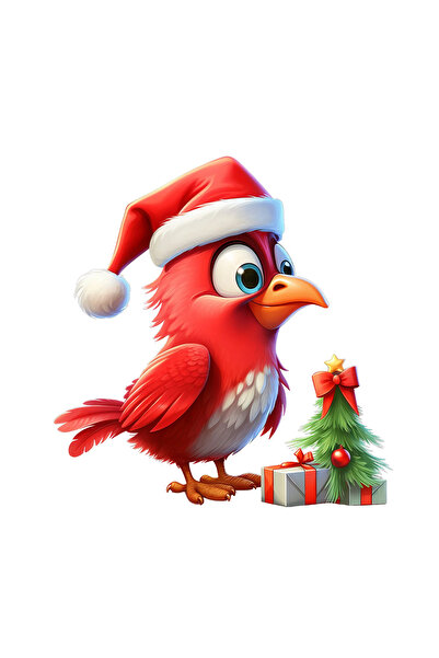 INOVATIX Set de 8 piese, autocolant Pasăre roșie cu cadouri de Crăciun, INOVA...