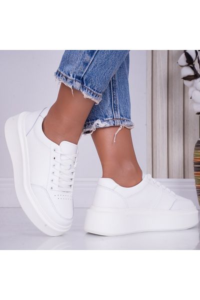 MODA STİL Women's casual white shoes made of natural leather Bria, 39
