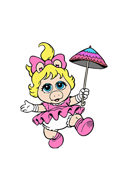 INOVATIX Set de 8 piese, autocolant Muppet Miss purcelușă cu umbrelă colorată...