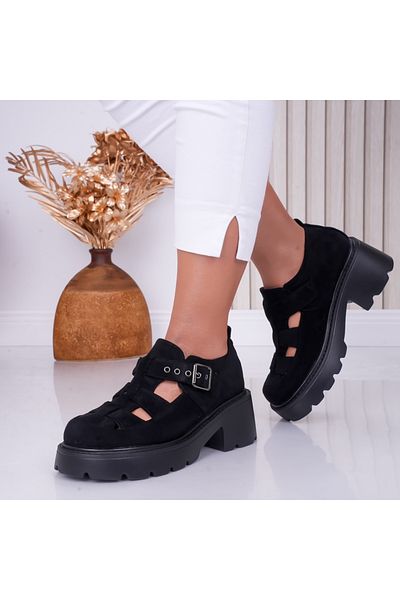 MODA STİL Women's casual black shoes made of ecological suede leather Pepa, 37
