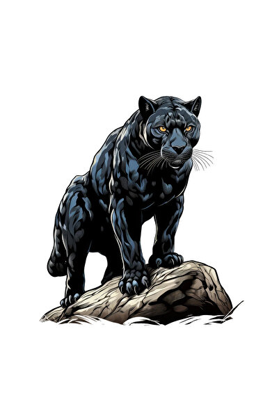 INOVATIX Set de 8 piese, autocolant Pantera Neagră pe stâncă, INOVATIX®. 6 cm