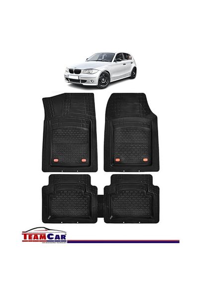 TEAMCAR Covorașe auto tip tavă compatibile cu BMW Seria 1 E81/E87 (2004–2011), negre, material durabil