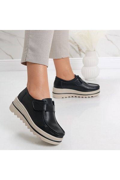 MODA STİL Women's Black Platform Shoes Made of Genuine Leather Anera, 39