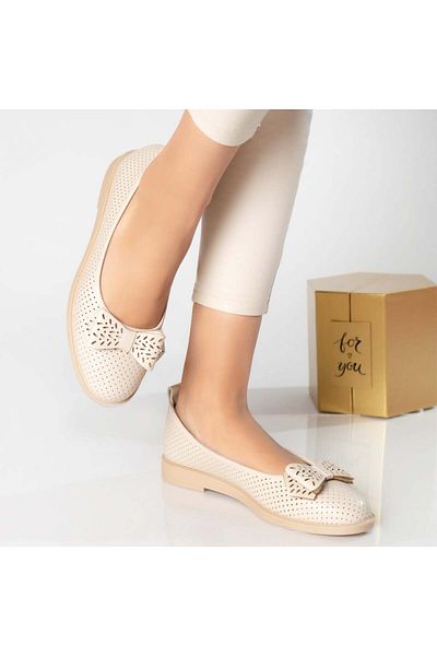 MODA STİL Women's beige ballerinas in eco-leather Carmen, 38