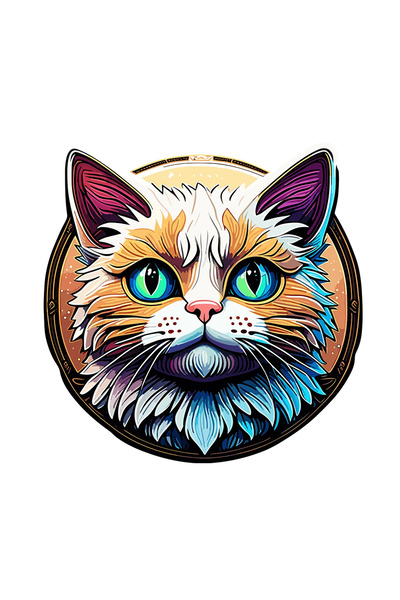 INOVATIX Set de 8 piese, autocolant pisică superbă, INOVATIX®. 6 cm