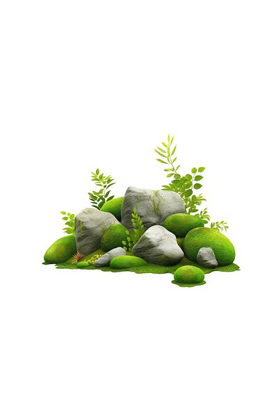 INOVATIX Set de 8 piese, Pietre autocolante cu alge verzi și plante, INOVATIX®. 6 cm