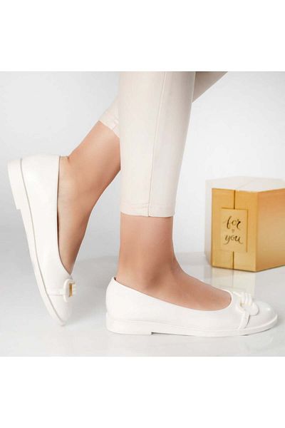 MODA STİL Women's white ballerinas, nurman eco-leather, 36