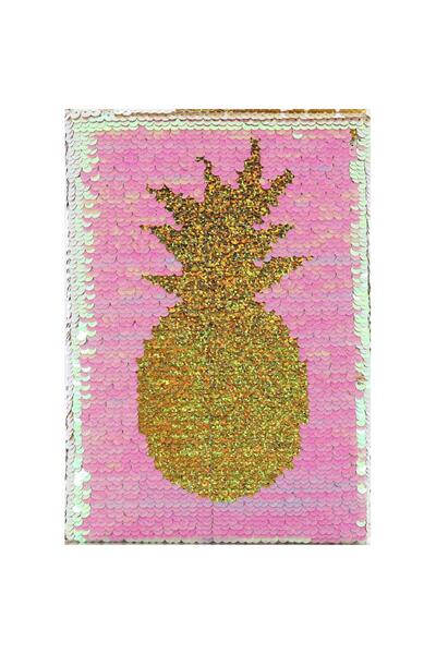 Roco دفتر تمارين أناناس مزخرف A5، 80 ورقة، مسطرة واحدة (عربي)، وردي/ذهبي