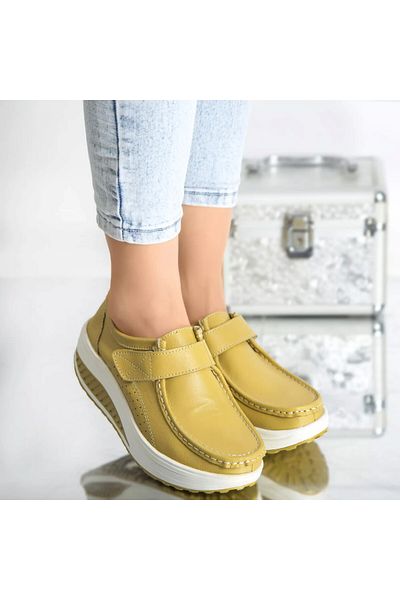 MODA STİL Tiffany yellow platform shoes, genuine leather, 36