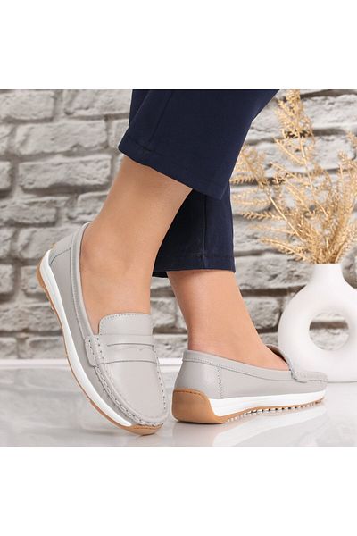 MODA STİL Women's casual shoes, Grey, made of natural leather, Nada, 40