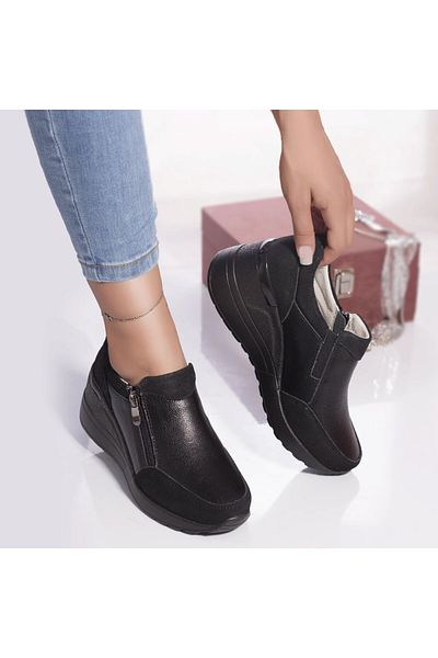 MODA STİL Brook casual shoes, black genuine leather, 36