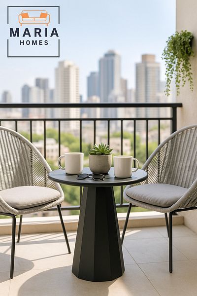 MARIA HOMES Modern Black Adjustable Metal Side Table | 60–75 CM Height | Minimalist Round Design