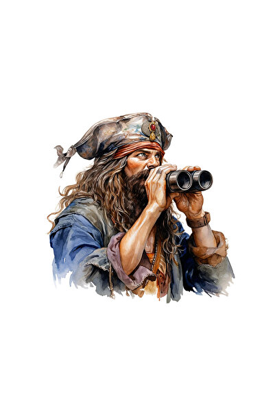 INOVATIX Set de 8 piese, autocolant pirat cu binoclu, INOVATIX®. 6 cm