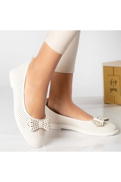 MODA STİL Women's white ballerinas, Carmen, 37