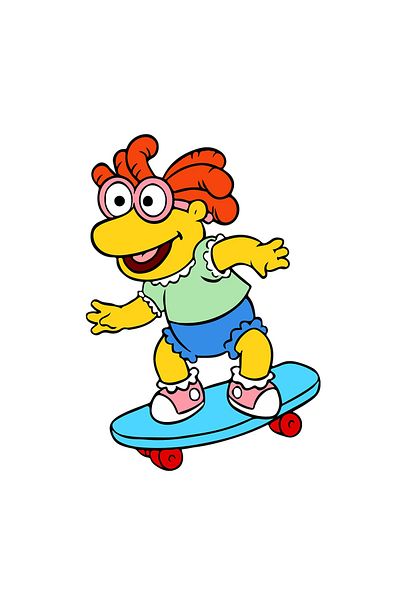 INOVATIX Set de 8 piese, autocolant Muppet Sketter copil jucându-se cu skateboard-ul, INOVATIX®. 6 cm
