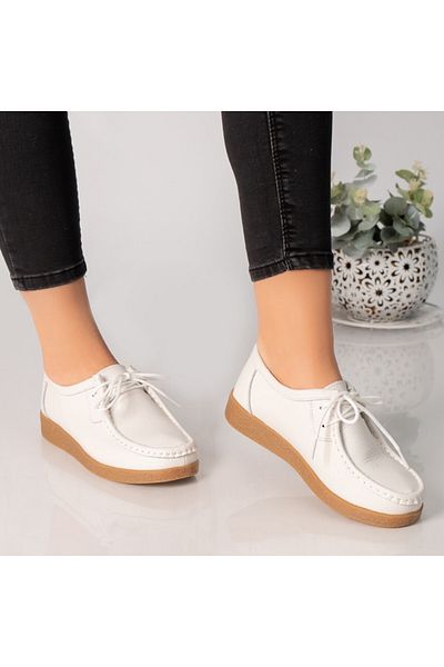 MODA STİL Women's casual white shoes, natural leather, Lucy, 42
