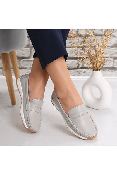 MODA STİL Women's casual shoes, Grey, made of natural leather, Nada, 40