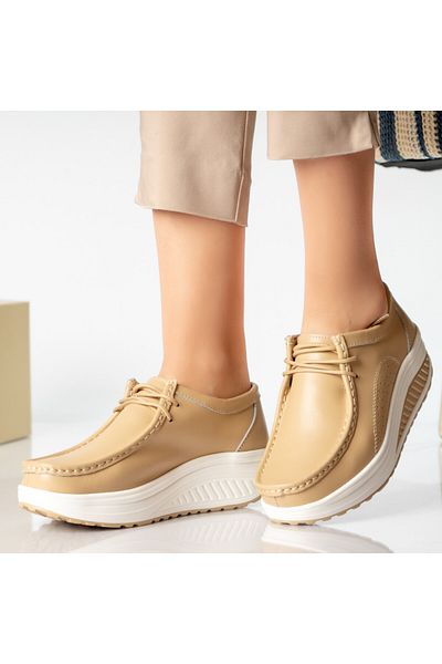 MODA STİL Women's casual shoes, beige, natural leather, Oscar, 41