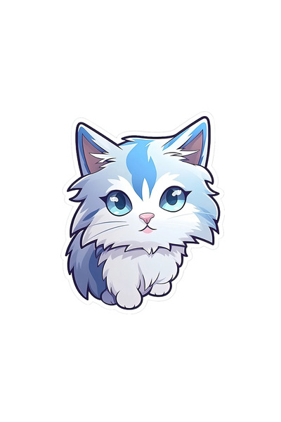 INOVATIX Set de 8 piese, autocolant pisică albastră, INOVATIX®. 6 cm