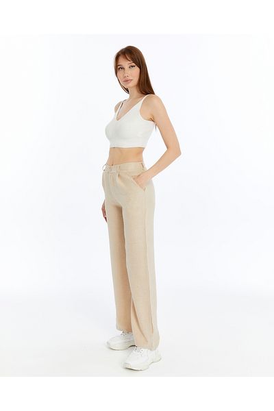 İkmal Αναπλήρωση Λινό Παντελόνι Palazzo Loose Fit με κουμπιά