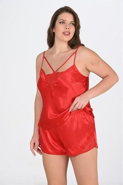 ALFA AKSESUAR 03 Plus Size Red Shorts Set 1076