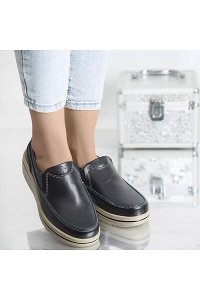 MODA STİL Jessica platform shoes black genuine leather, 37