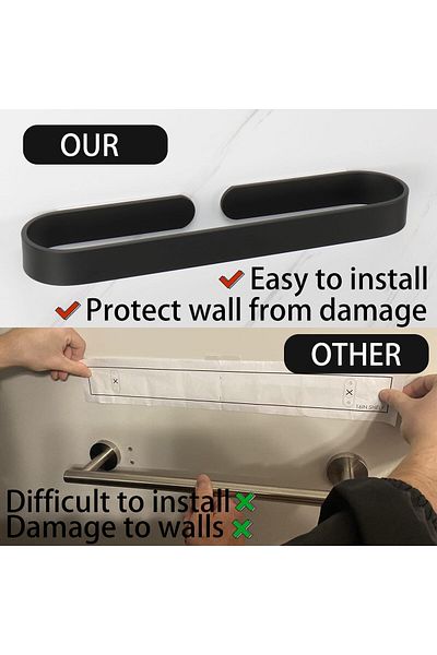COOYA 45cm Towel Bar,No Drilling Installation,Turdy and Durable for Bathroom Kitchen,Black