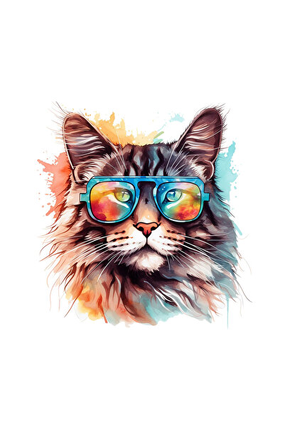 INOVATIX Set de 8 piese, autocolant Pisică sălbatică cu ochelari, INOVATIX®. ...