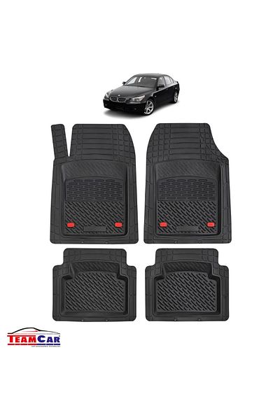 TEAMCAR Covorașe auto tip tavă compatibile cu BMW Seria 5 E60/E61 (2003–2010), negre, material durabil