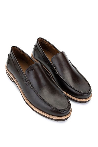 Tamer Tanca Men's Genuine Leather Brown Loafer Shoes