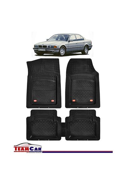TEAMCAR Covorașe auto tip tavă compatibile cu BMW Seria 7 E38 (1994–2001), negre, material durabil