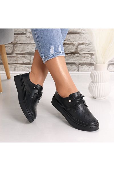 MODA STİL Women's casual shoes in black genuine leather Yalina, 38