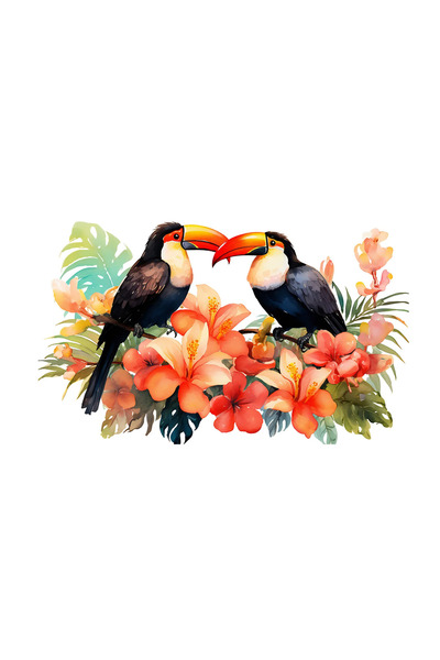 INOVATIX Σετ 8 τεμαχίων, Αυτοκόλλητο με παπαγάλους που φιλούν το τουκάν, INOV...