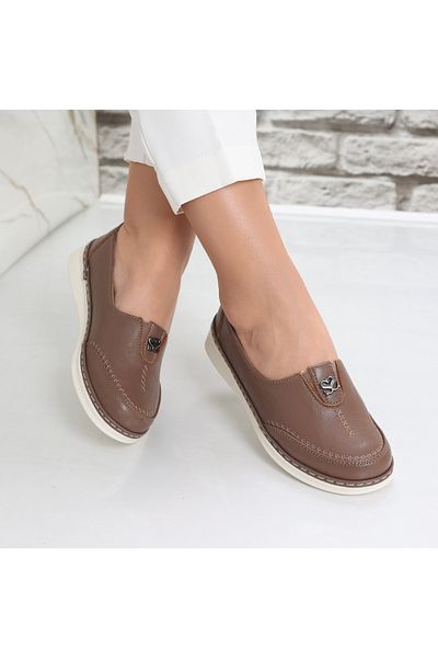 MODA STİL Women's casual shoes Khaki made of Suraia Eco-leather, 40