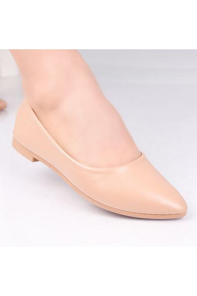 MODA STİL Women's Khaki Ballet Flats Made of Radina Eco-Leather, 38