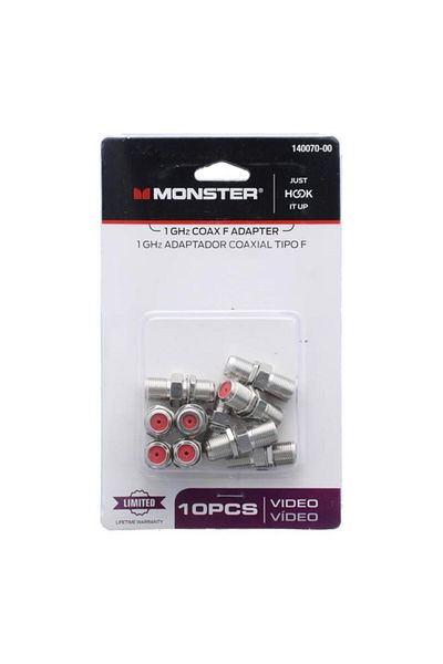 Generic Monster Jhiu 10-Piece Female-to-Female 1 GHz Coax F Adapter Silver 140070-00