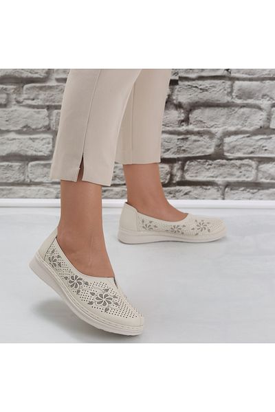 MODA STİL Women's casual shoes Beige made of ecological leather Ilana, 38