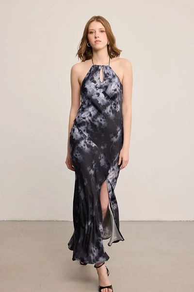 Gusto Butterfly Collection Halter Neck Long Dress - Black
