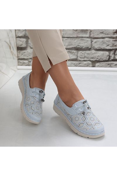 MODA STİL Women's casual shoes in blue made of Asnes ecological leather, 40